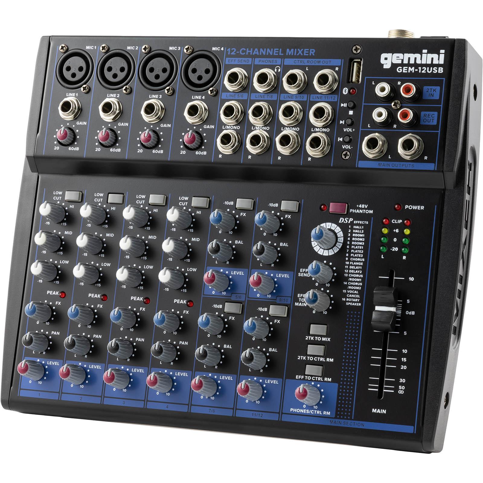 Photos - Mixing Desk Gemini GEM-012USB 12 Channel Bluetooth Audio Mixer Pack GEM-12USB 